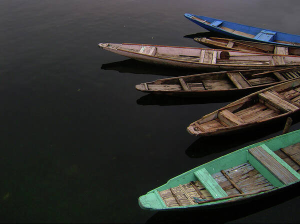 Tranquility Poster featuring the photograph Boats In Dal Lake by Manojaswathi Photography