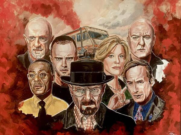 Breaking Bad Poster featuring the painting Breaking Bad Family Portrait by Joel Tesch