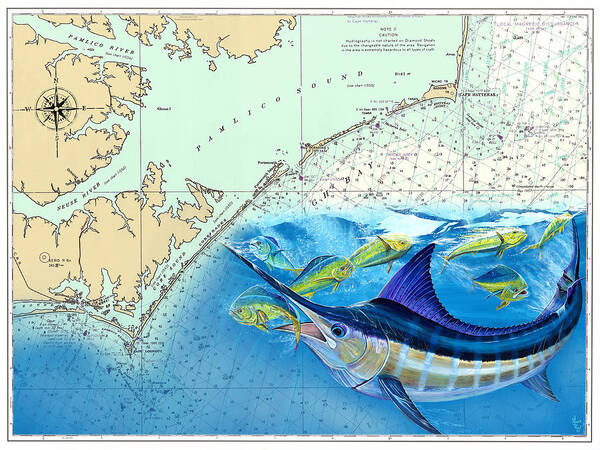Chart Poster featuring the painting Bue Marlin Chart by Mark Ray