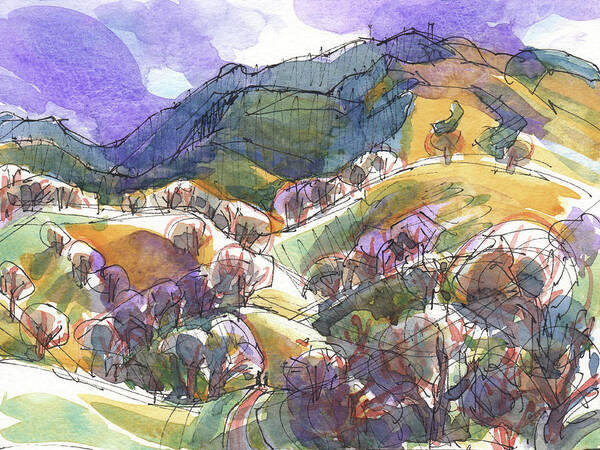 Landscape Poster featuring the painting California Landscape with Mount Diablo by Judith Kunzle