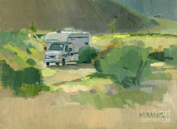 Camping Poster featuring the painting Boondocking Desert Life Borrego Springs California by Paul Strahm
