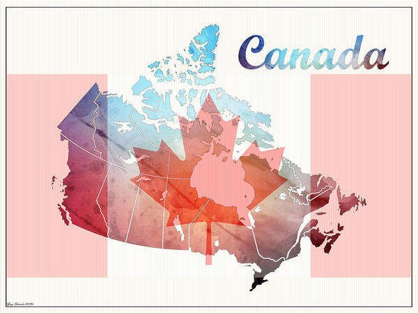Art & Collectibles Poster featuring the drawing Canada Map Style 2 by Greg Edwards