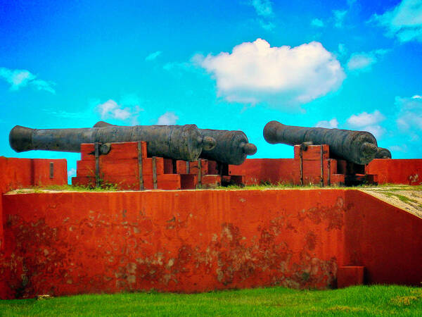 Cannons Of Fort Frederik Poster featuring the photograph Cannons of Fort Frederik, St. Croix, USVI by Pheasant Run Gallery