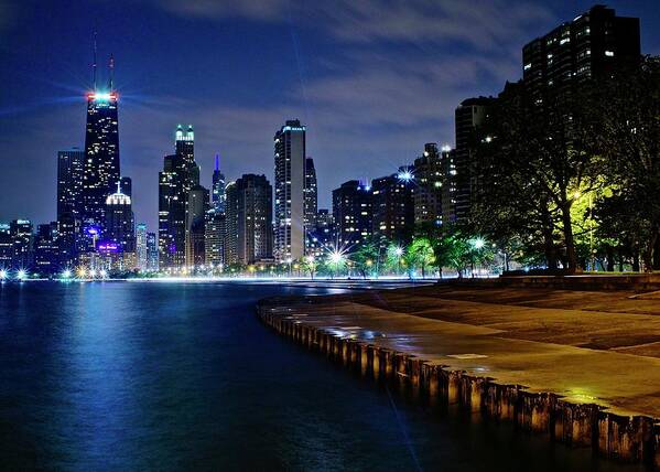 Chicago Poster featuring the photograph Chicago at Lake Michigan by Frozen in Time Fine Art Photography