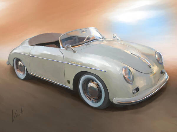 Classical Painting Poster featuring the painting Classic Porsche Speedster by Vart Studio