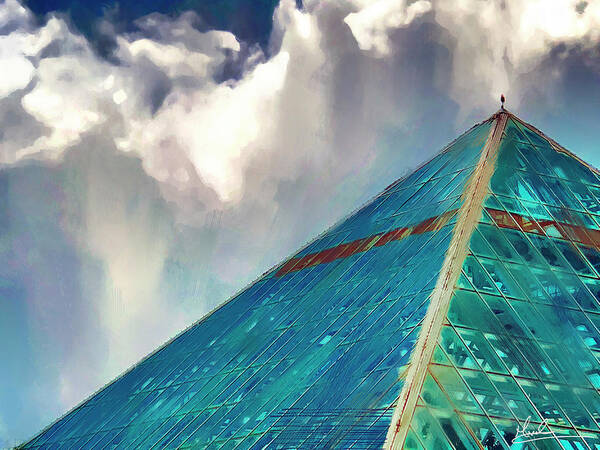 Pyramid Poster featuring the photograph Clouds Over Glass Pyramid by GW Mireles