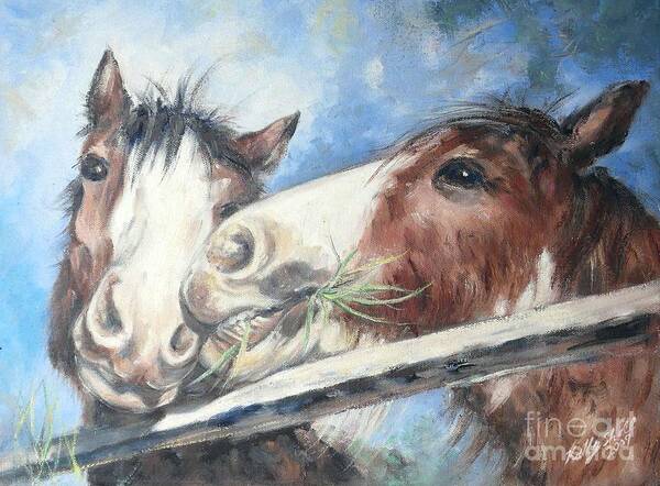 Clydesdales Poster featuring the painting Clydesdale Pair by Ryn Shell