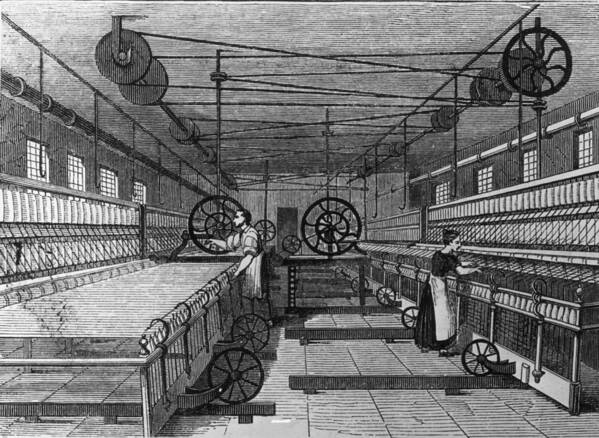 Spinning Wheel Poster featuring the digital art Cotton Mill by Hulton Archive