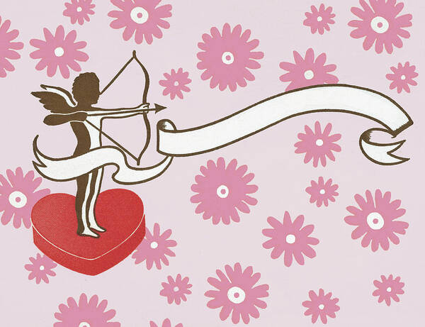 Arrow Poster featuring the drawing Cupid on Flower Pattern by CSA Images