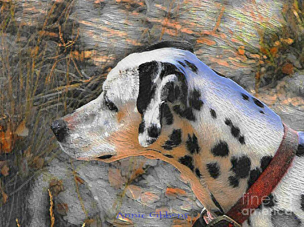Dalmatian Dog Poster featuring the digital art Dalmatian dog by Annie Gibbons