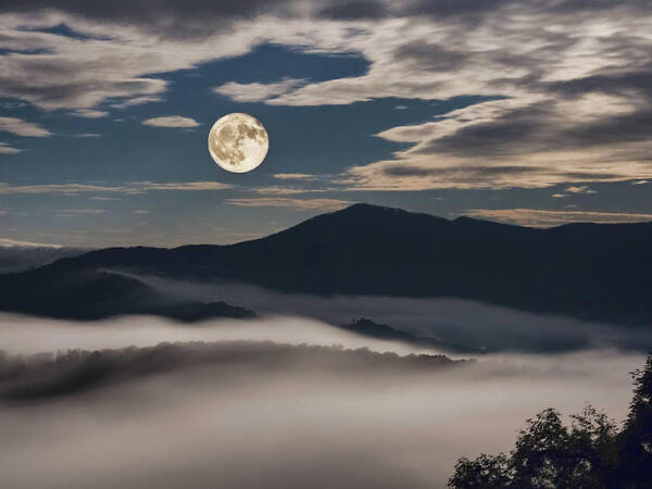 Asheville Nc Poster featuring the photograph Dance of Clouds and Moon by Louise Lindsay