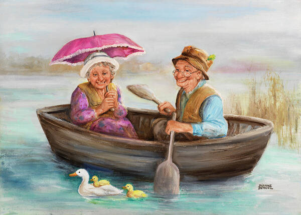 Elderly Couple Poster featuring the painting Dd_068 by Dianne Dengel