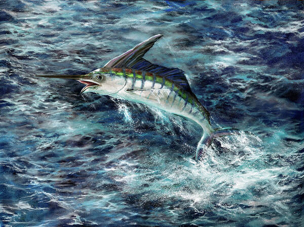 Ocean Poster featuring the painting Deep Blue Marlin by Lynne Pittard