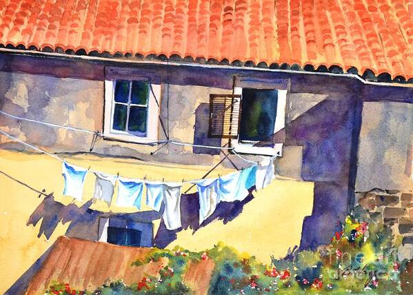 Laundry Poster featuring the painting Drying in the sun by Betty M M Wong