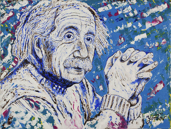 Einstein Poster featuring the painting Einstein by Yom Tov Blumenthal