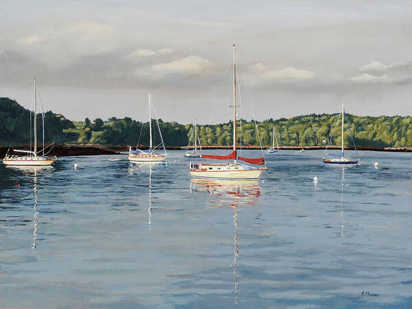 Maine Poster featuring the painting Evening Mooring by Craig Morris