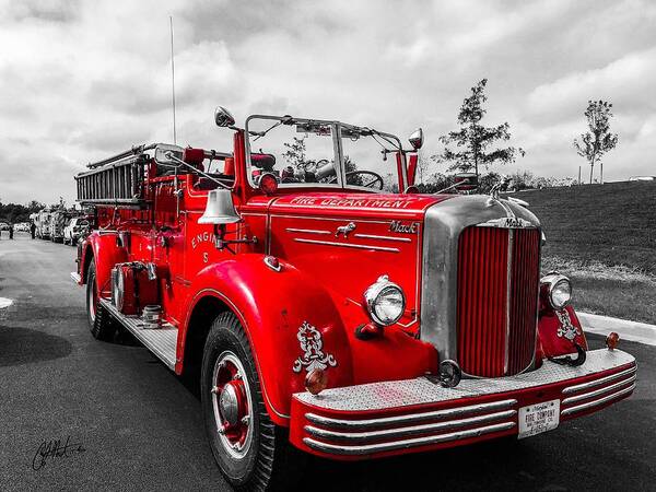 Fire Truck Poster featuring the photograph Fire Engine by Chris Montcalmo