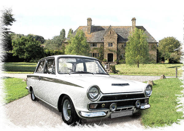 Ford Poster featuring the digital art Ford 'Lotus' Cortina by Peter Leech