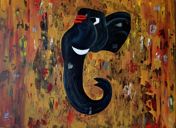 Ganesh Poster featuring the painting Ganesh 2 by Raji Musinipally