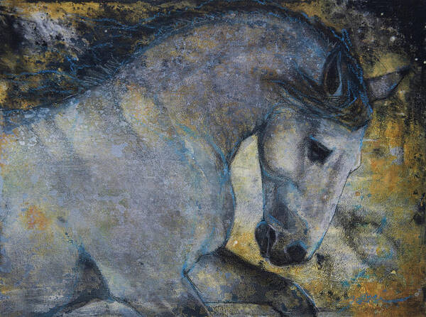 Horses Poster featuring the mixed media Gentle Spirit by Jani Freimann