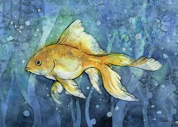 Goldfish Poster featuring the painting Golfish by Olga Shvartsur