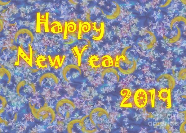  Poster featuring the digital art Happy New Year 2019 by Jean Bernard Roussilhe