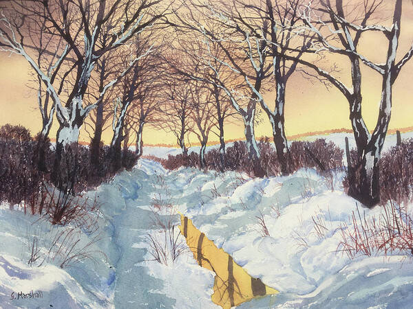 Glenn Marshall Poster featuring the painting Tunnel in Winter by Glenn Marshall