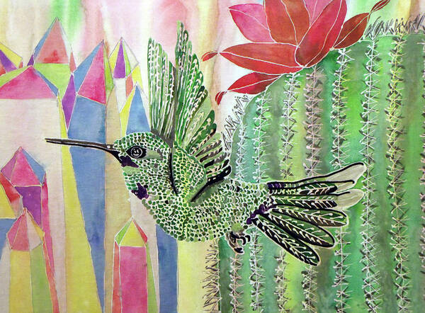 Hummingbird Paradise Poster featuring the painting Hummingbird Paradise by Lauren Moss