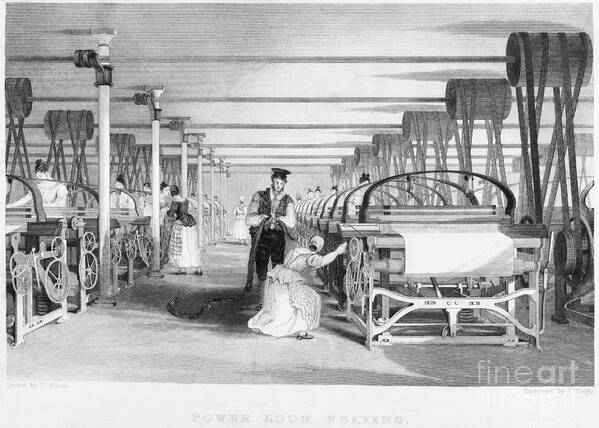 Working Poster featuring the photograph Interior Of Power Loom Weaving Factory by Bettmann