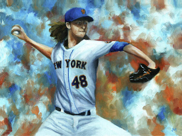 Degrom Poster featuring the painting Jacob deGrom by Joe Maracic