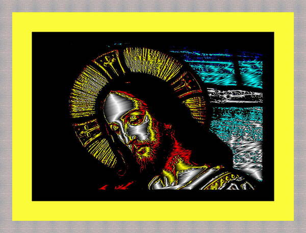  Poster featuring the digital art Jesus in Yellow by Mary Russell