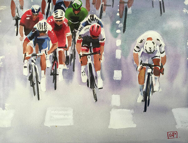 Letour Poster featuring the painting Kristoff Wins Stage 21 2018 by Shirley Peters