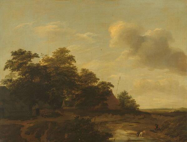 Jan Van Der Meer (ii) (rejected Attribution) Poster featuring the painting Landscape with a Farm. by Jan Vermeer van Haarlem -I- Jan van der Meer -II- -rejected attribution-