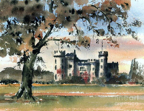 Castles Poster featuring the painting Malahide Castle, Co, Dublin by Val Byrne