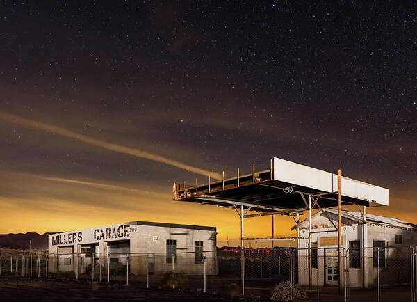 Anza-borrego Desert State Park Poster featuring the photograph Miller's Garage by Night by TM Schultze