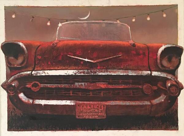 '57 Chevy Poster featuring the painting Moon Over Malibu by Blue Sky