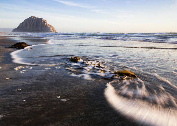 Morro Bay Poster featuring the photograph Morro Rock Ebb Tide by Mike Long