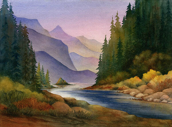 Watercolor Painting Poster featuring the digital art Mountain Stream by Ileximage