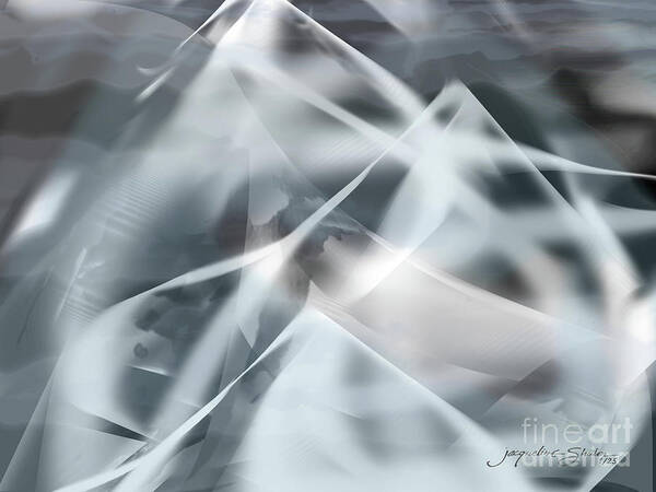 Abstract Poster featuring the digital art Mountains in the Mist by Jacqueline Shuler