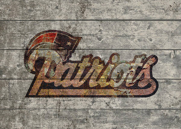 New England Patriots Poster featuring the mixed media New England Patriots Distressed Vintage Barn Wood Art by Design Turnpike