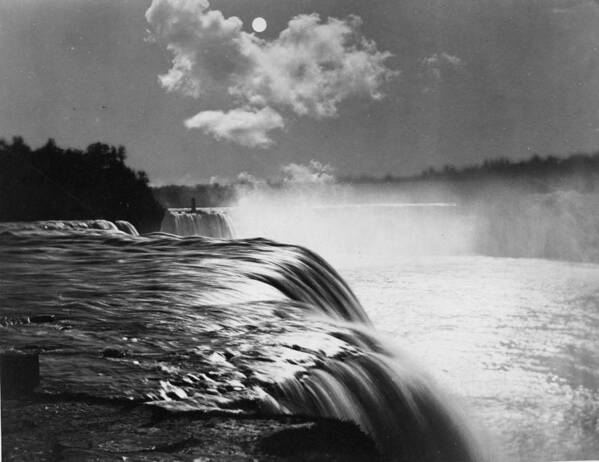 Majestic Poster featuring the photograph Niagara Moonlight by Henry Guttmann Collection