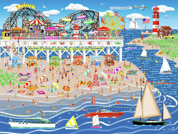 Oceanbay Carnival Pier Poster featuring the digital art Oceanbay Carnival Pier by Mark Frost