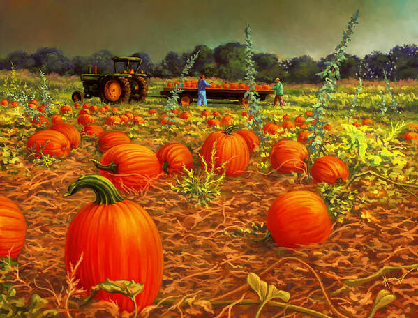 Agriculture Poster featuring the painting October Harvest by Hans Neuhart