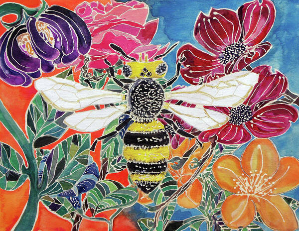 Oh Honey Bee Poster featuring the painting Oh Honey Bee by Lauren Moss