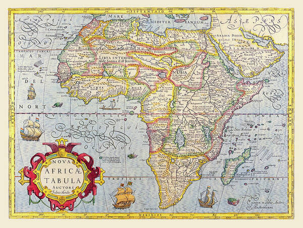 World Map Poster featuring the digital art Old Africa Map by Gary Grayson