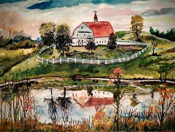 Country Landscape Poster featuring the painting Old Barn on I65 by Mike Benton