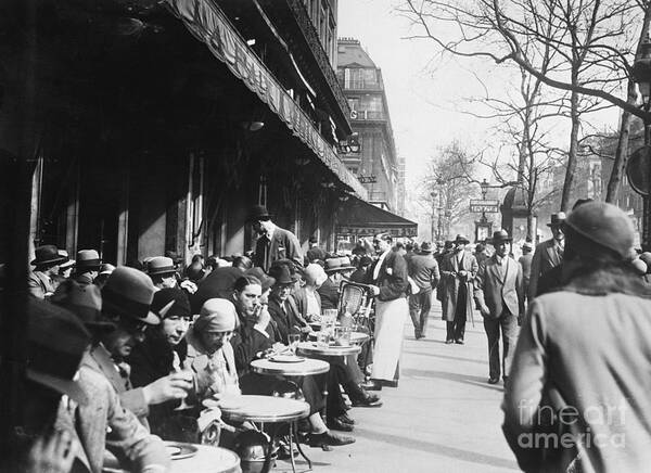 People Poster featuring the photograph Paris The Cafe Society In The 1920s by Bettmann