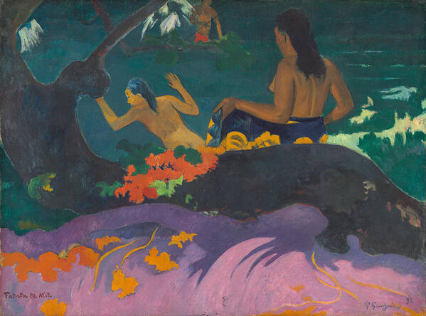 Painting Poster featuring the painting Paul Gauguin Fatata te miti / By the Sea. Date/Period 1892. Painting. Oil on canvas. by Paul Gauguin