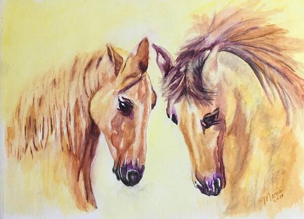 Animals Poster featuring the painting Peanut and Buttercup by Maris Sherwood