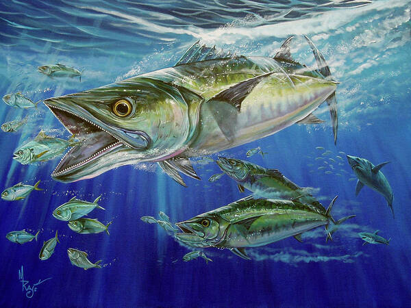 King Mackeral.kingfish Poster featuring the painting Pelagic Predators by Mark Ray